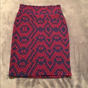 LuLaRoe Navy and Red Cassie Pencil Skirt